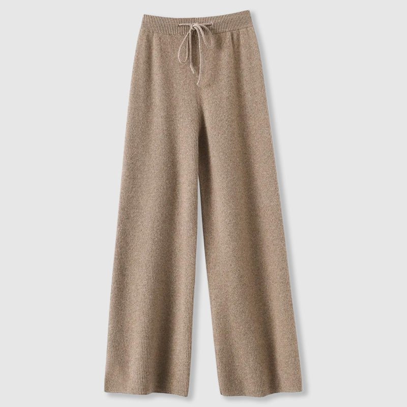 Wide Leg Cashmere Blend Knit Pants Drawstring