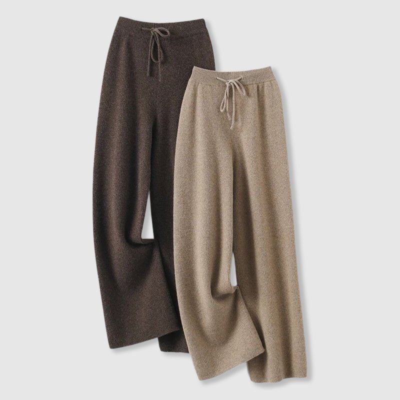 Wide Leg Cashmere Blend Knit Pants Drawstring