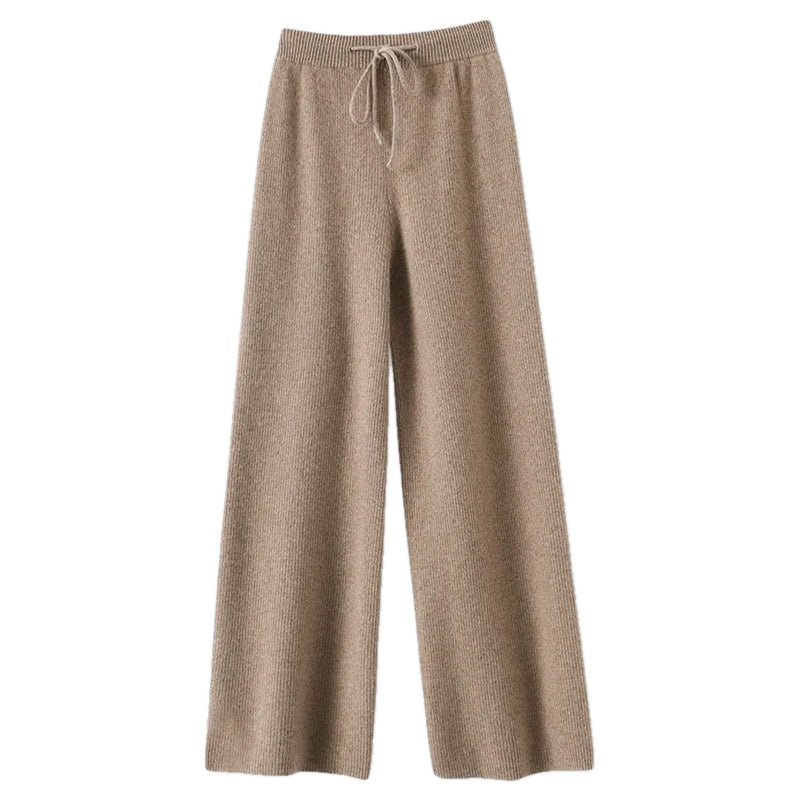 Wide Leg Cashmere Blend Knit Pants Drawstring