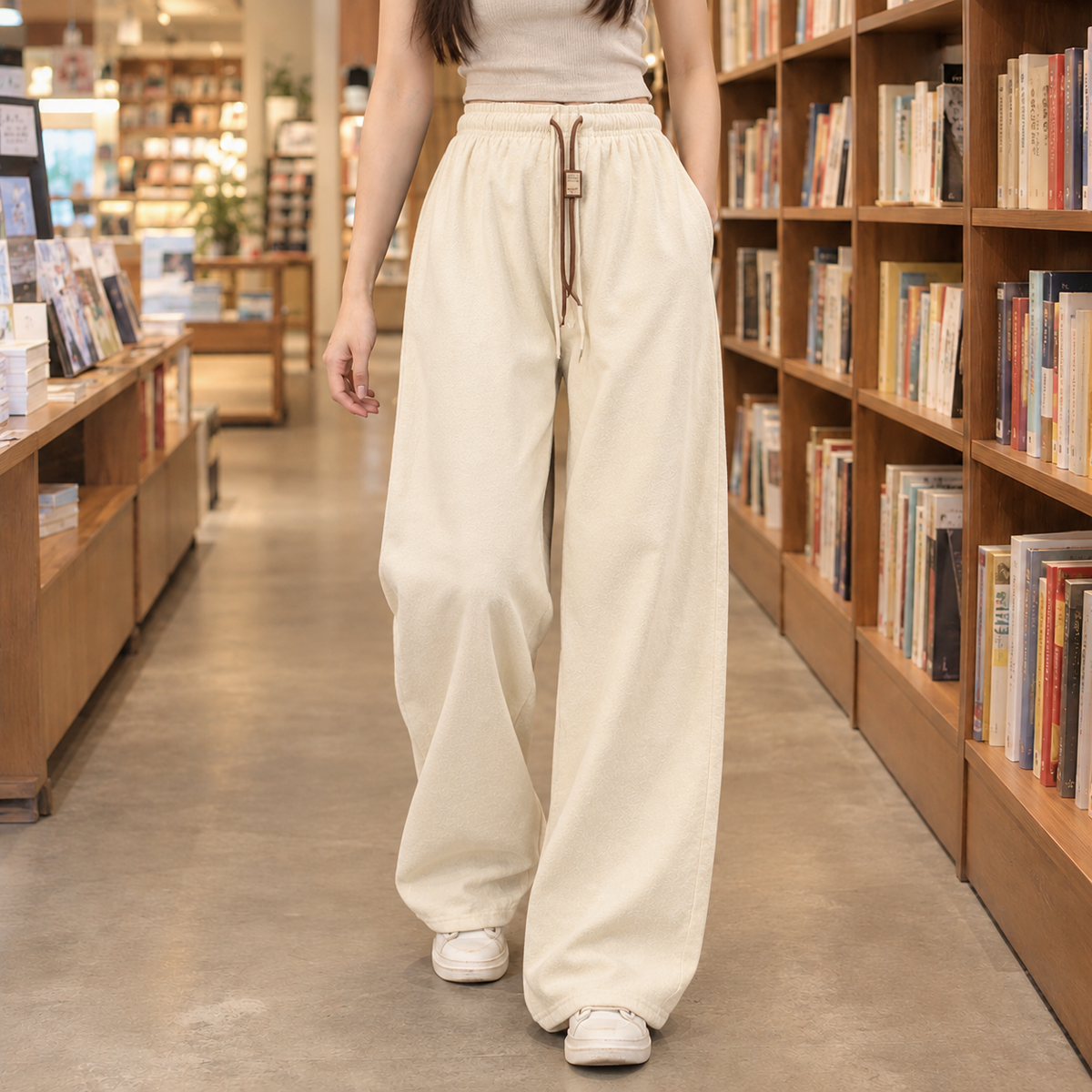 Wide Leg Elastic Waist Drawstring Pants